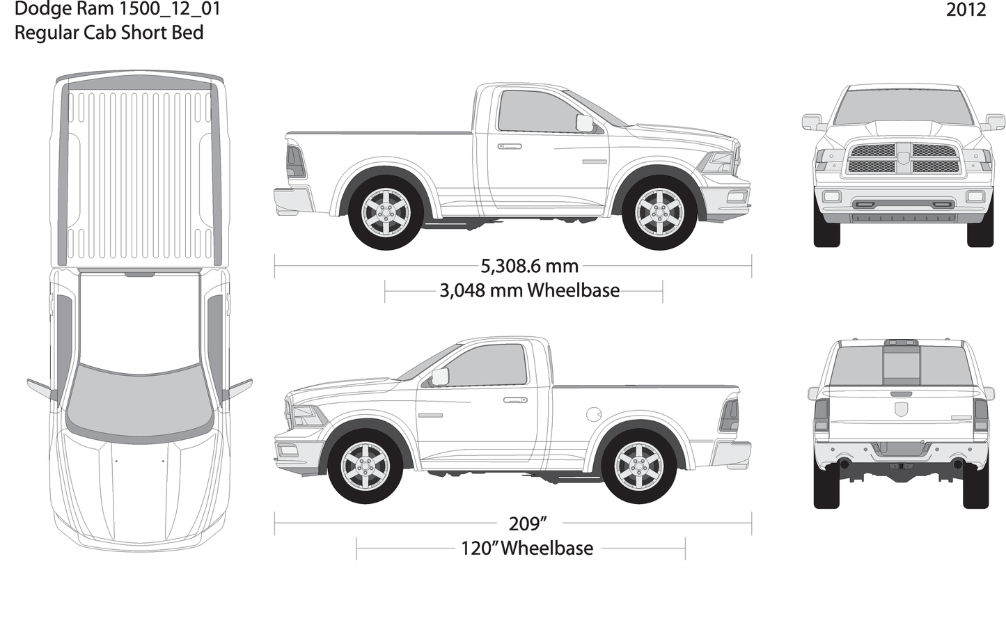 2012 Dodge Ram 1500 V01 Vehicle Wrap Template