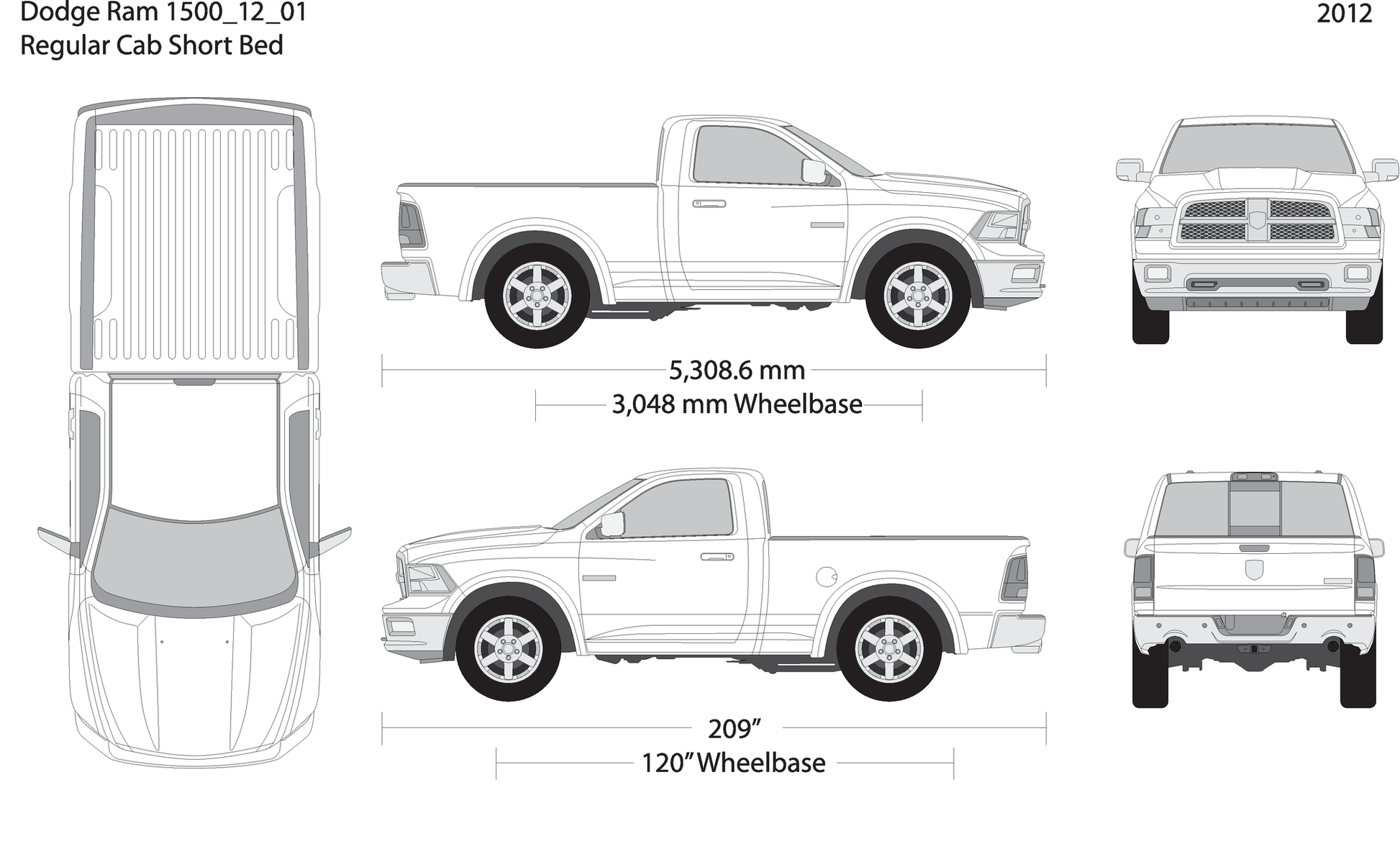 2012 Dodge Ram 1500 V01 Vehicle Wrap Template