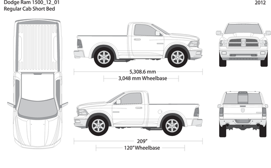 2012 Dodge Ram 1500 V01 Vehicle Wrap Template