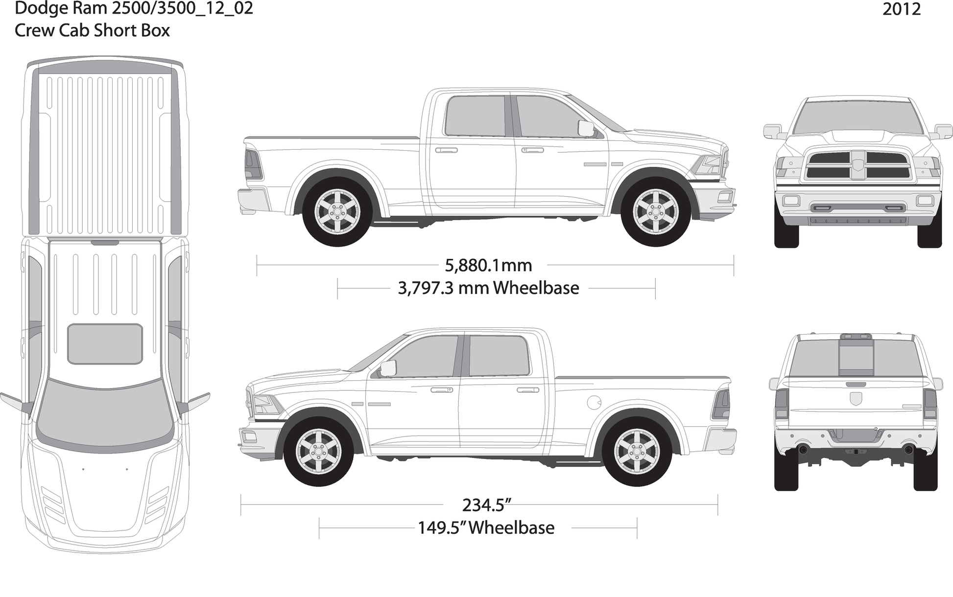 2012 Dodge Ram 2500 3500 V02 Vehicle Wrap Template