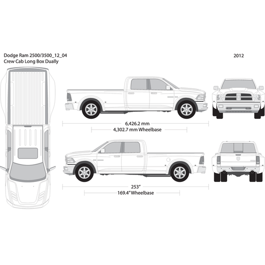 2012 Dodge Ram 2500 3500 V04 Vehicle Wrap Template
