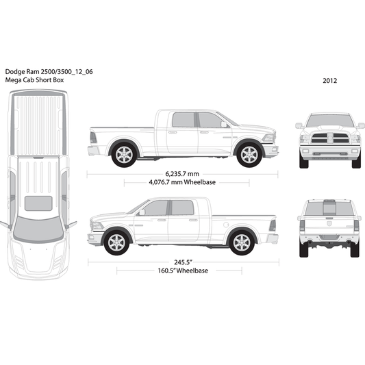 2012 Dodge Ram 2500 3500 V06 Vehicle Wrap Template