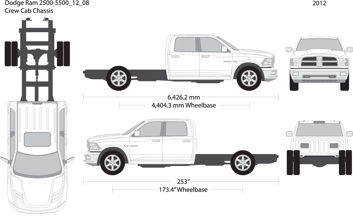 2012 Dodge Ram 2500 3500 V08 Vehicle Wrap Template