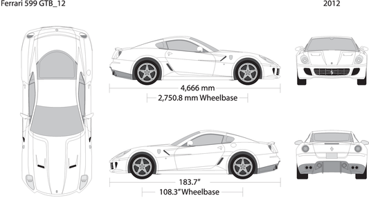 2012 Ferrari 599 Gtb V12 Vehicle Wrap Template