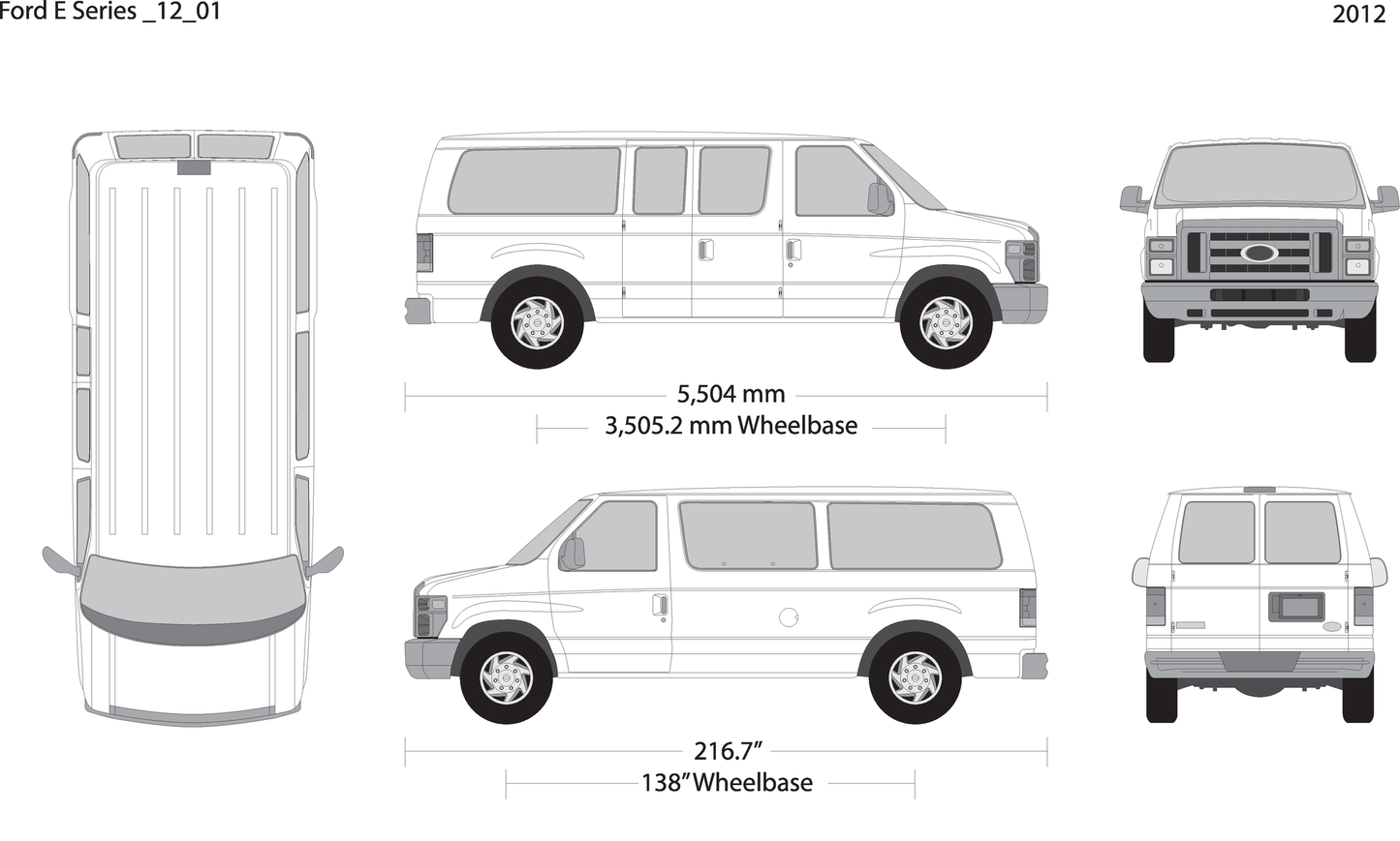 2012 Ford E Series V01 Vehicle Wrap Template