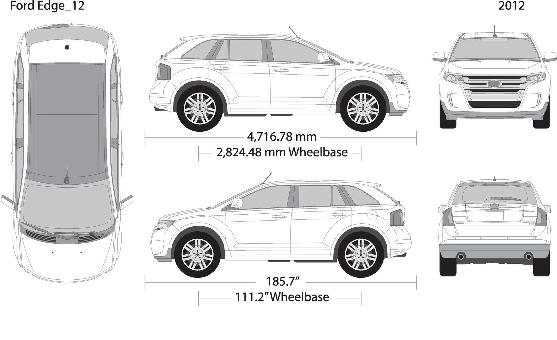 2012 Ford Edge V12 Vehicle Wrap Template