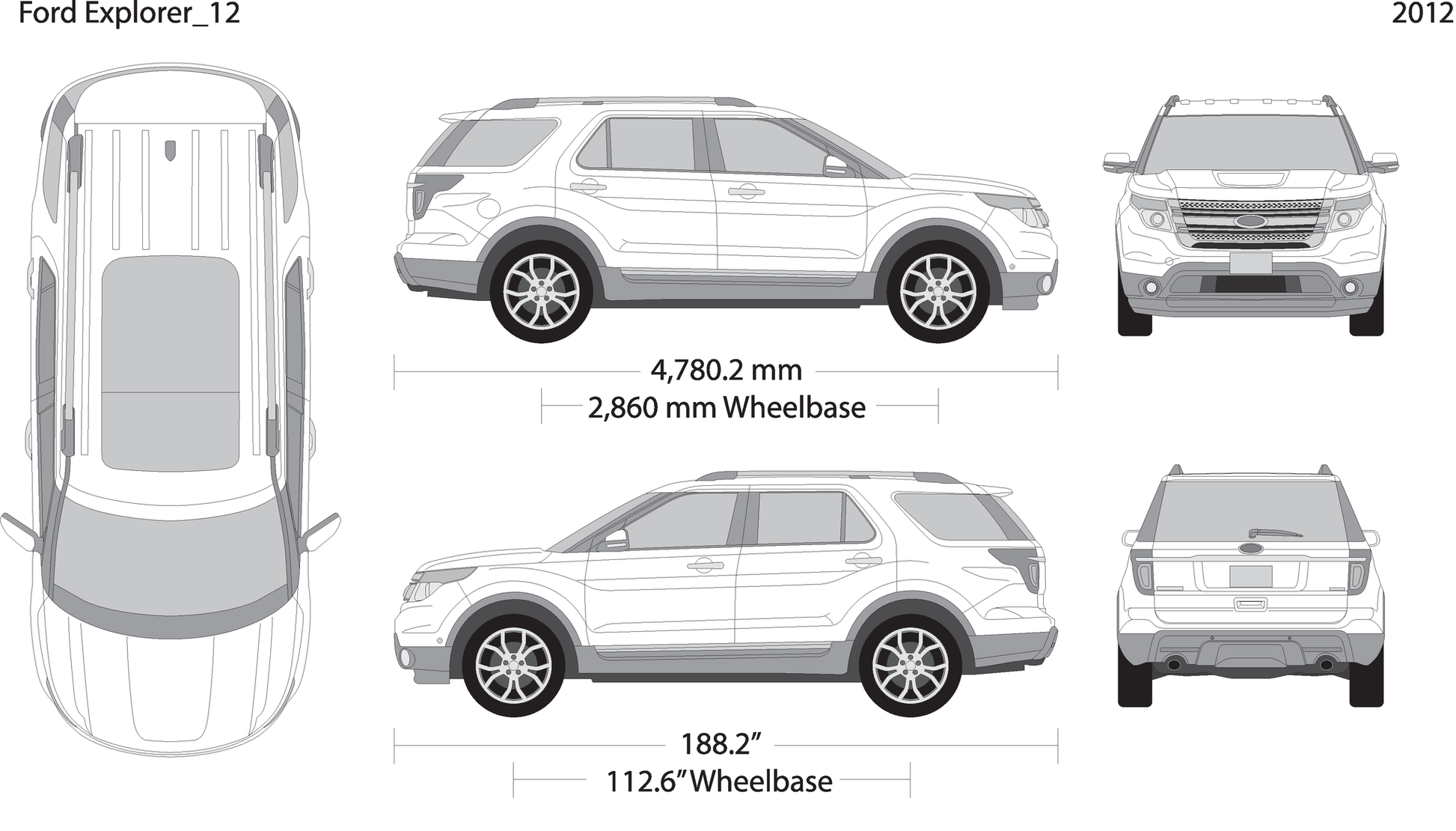 2012 Ford Explorer V12 Vehicle Wrap Template