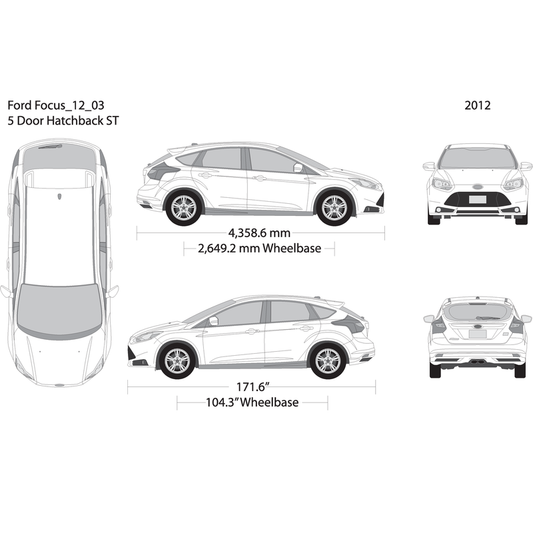 2012 Ford Focus V03 Vehicle Wrap Template
