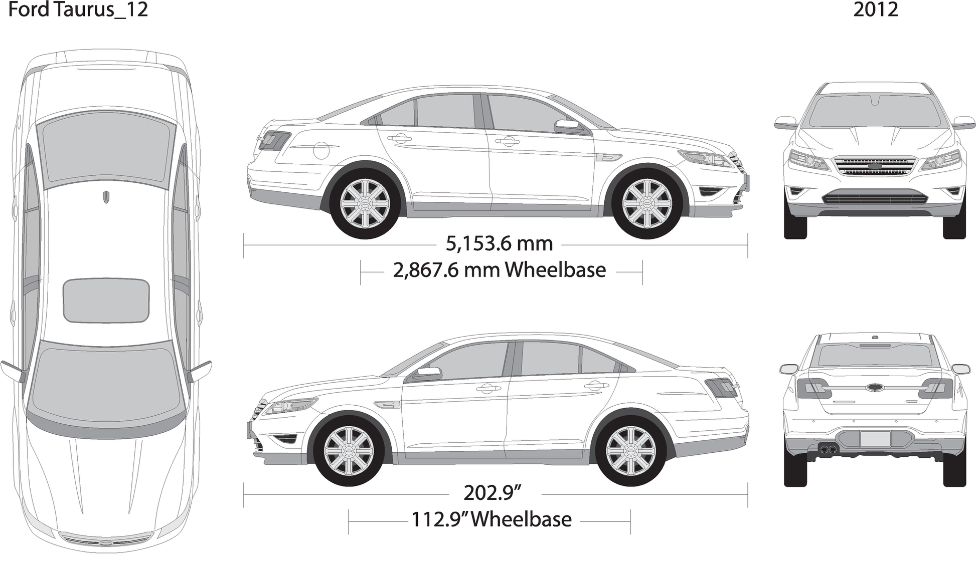2012 Ford Taurus V12 Vehicle Wrap Template