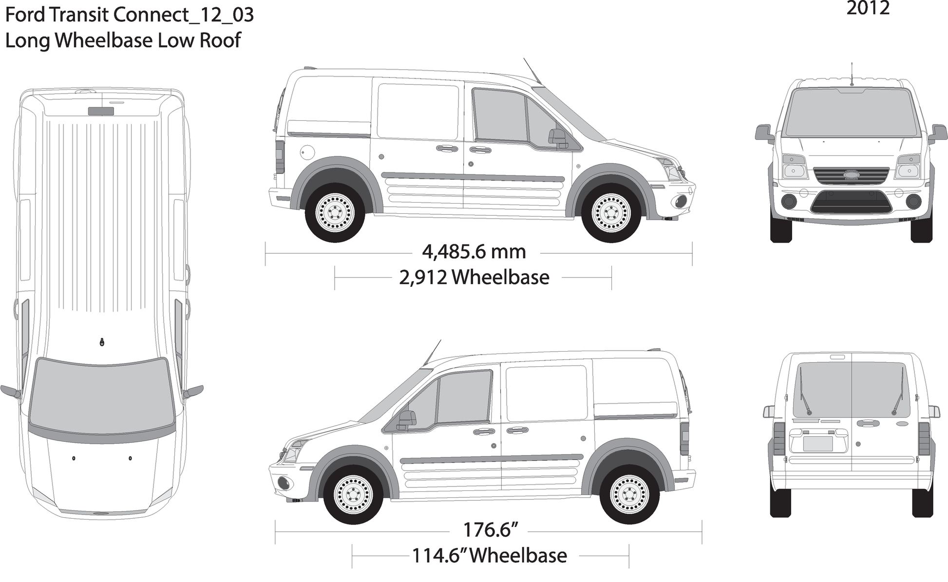 2012 Ford Transit Connect V03 Vehicle Wrap Template