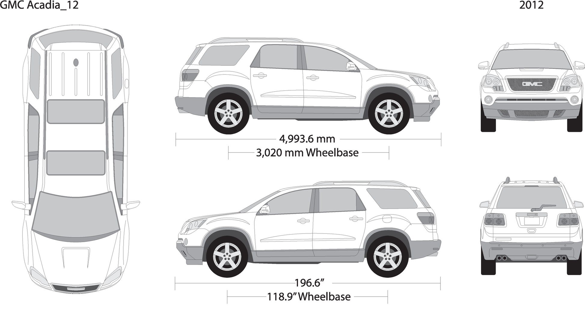 2012 Gmc Acadia V12 Vehicle Wrap Template