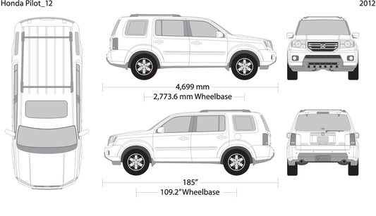 2012 Honda Pilot V12 Vehicle Wrap Template