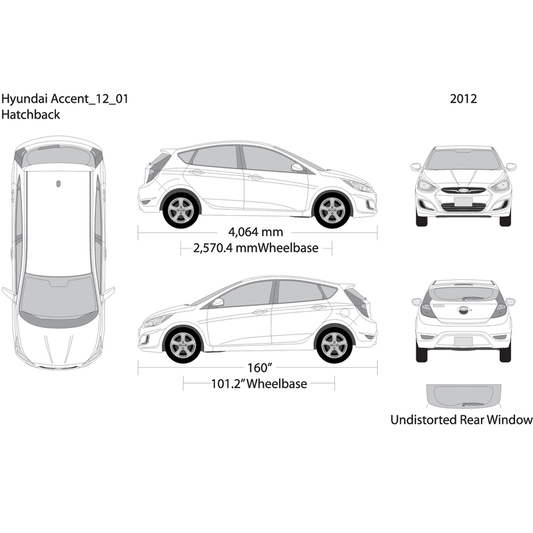 2012 Hyundai Accent Hatchback V12 Vehicle Wrap Template