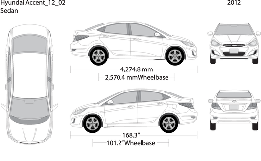 2012 Hyundai Accent Sedan V02 Vehicle Wrap Template
