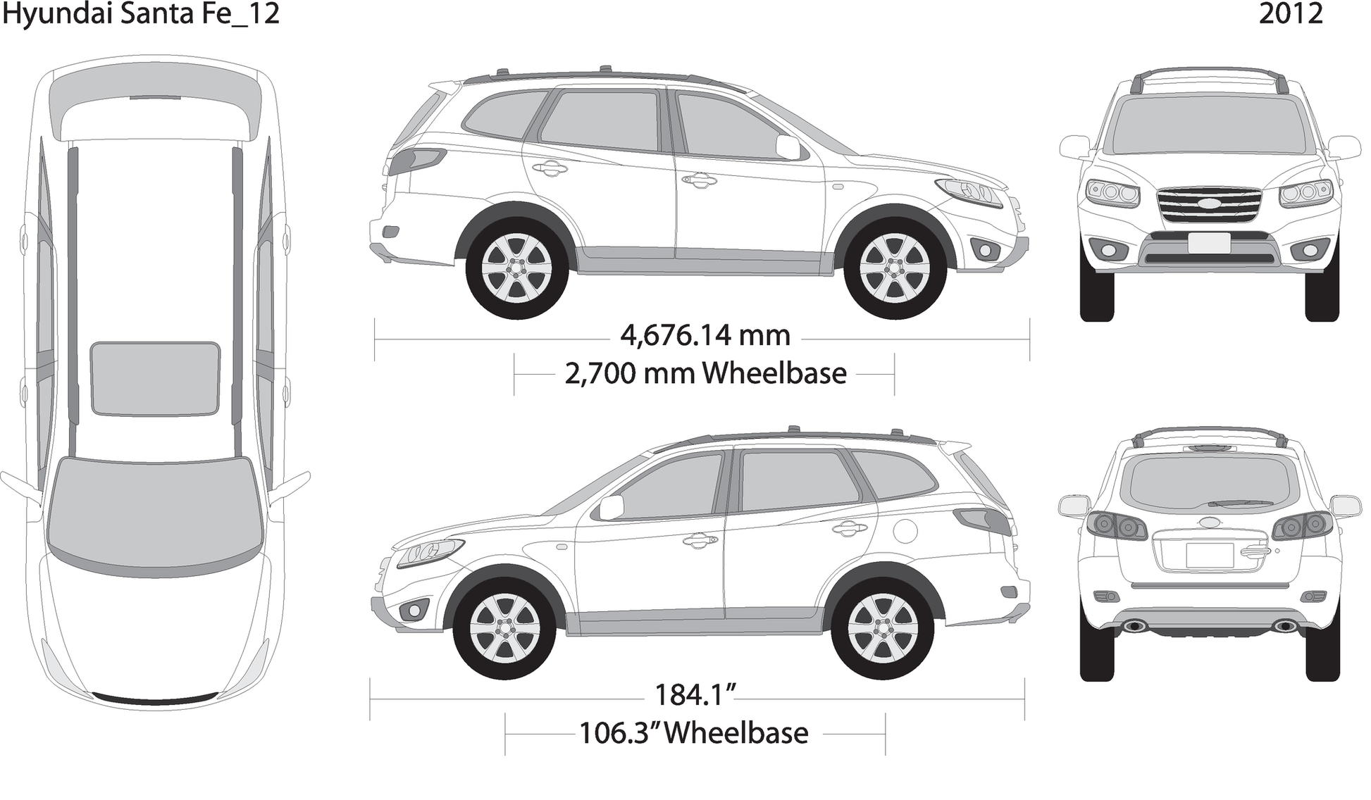 2012 Hyundai Santa Fe V12 Vehicle Wrap Template