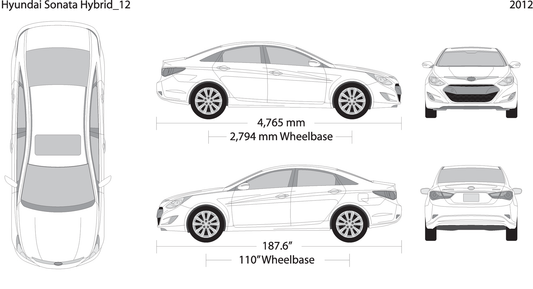2012 Hyundai Sonata Hybrid V12 Vehicle Wrap Template