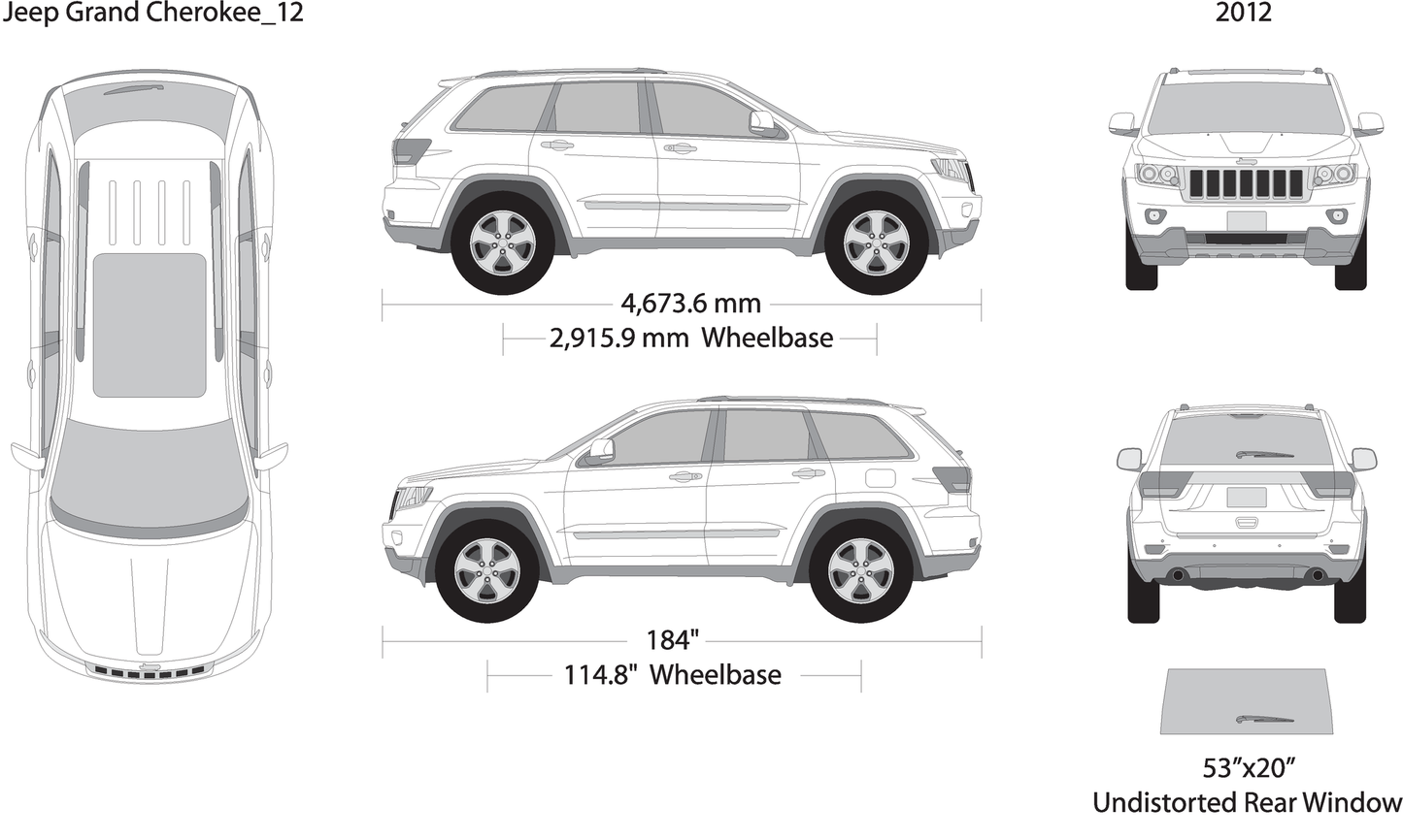 2012 Jeep Grand Cherokee V12 Vehicle Wrap Template