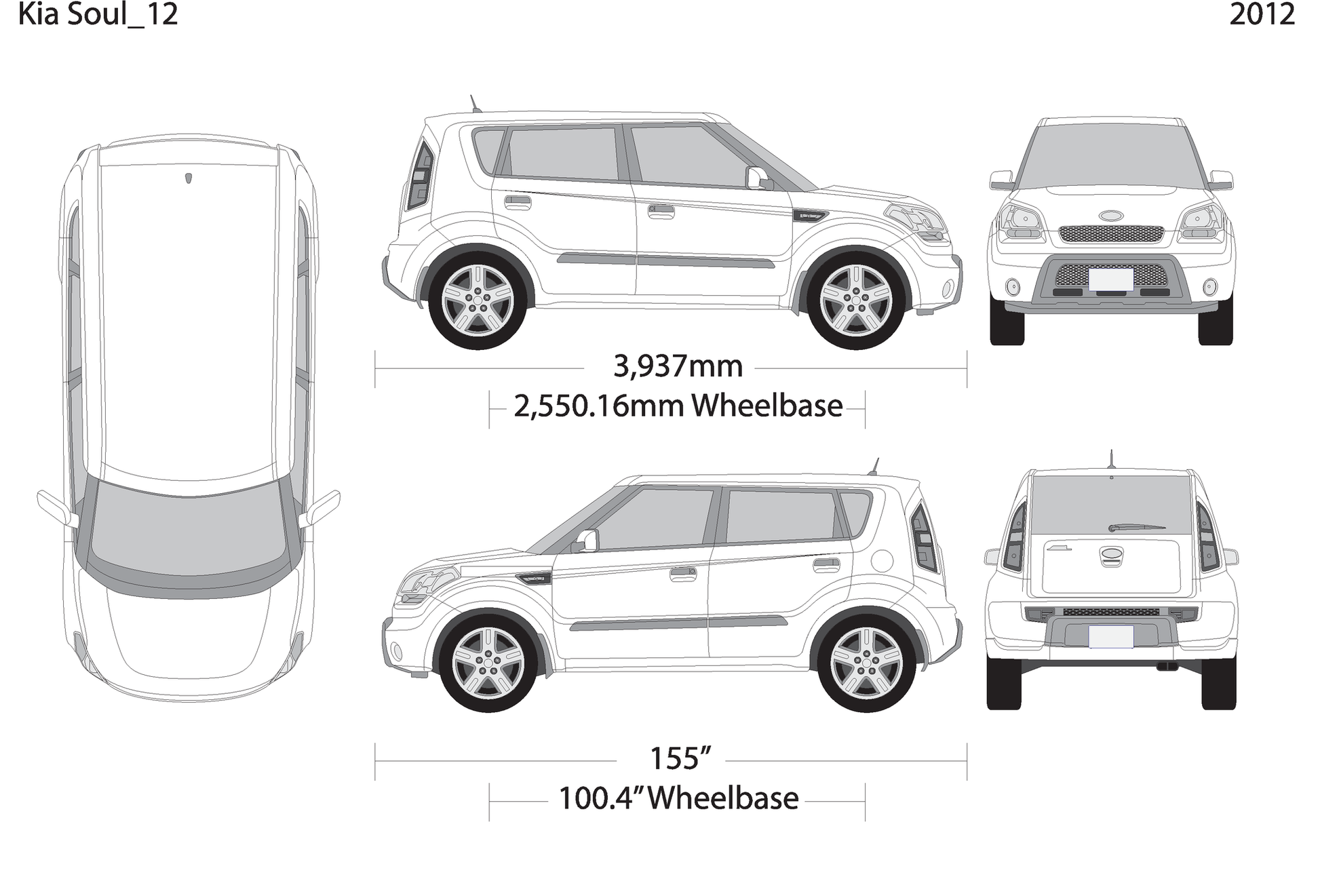 2012 Kia Soul V12 Vehicle Wrap Template
