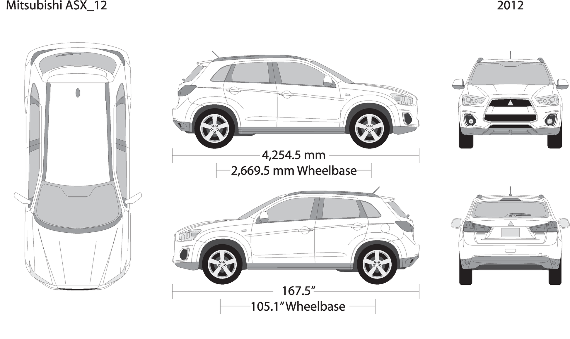 2012 Mitsubishi Asx V12 Vehicle Wrap Template