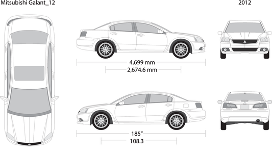 2012 Mitsubishi Galant V12 Vehicle Wrap Template