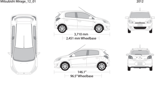 2012 Mitsubishi Mirage V01 Vehicle Wrap Template