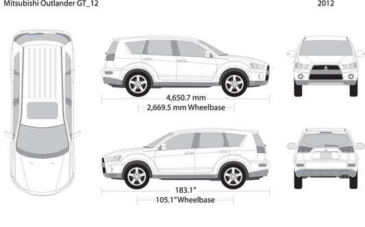 2012 Mitsubishi Outlander Gt V12 Vehicle Wrap Template