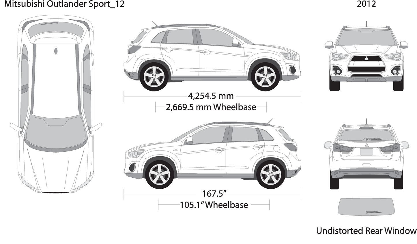 2012 Mitsubishi Outlander Sport V12 Vehicle Wrap Template