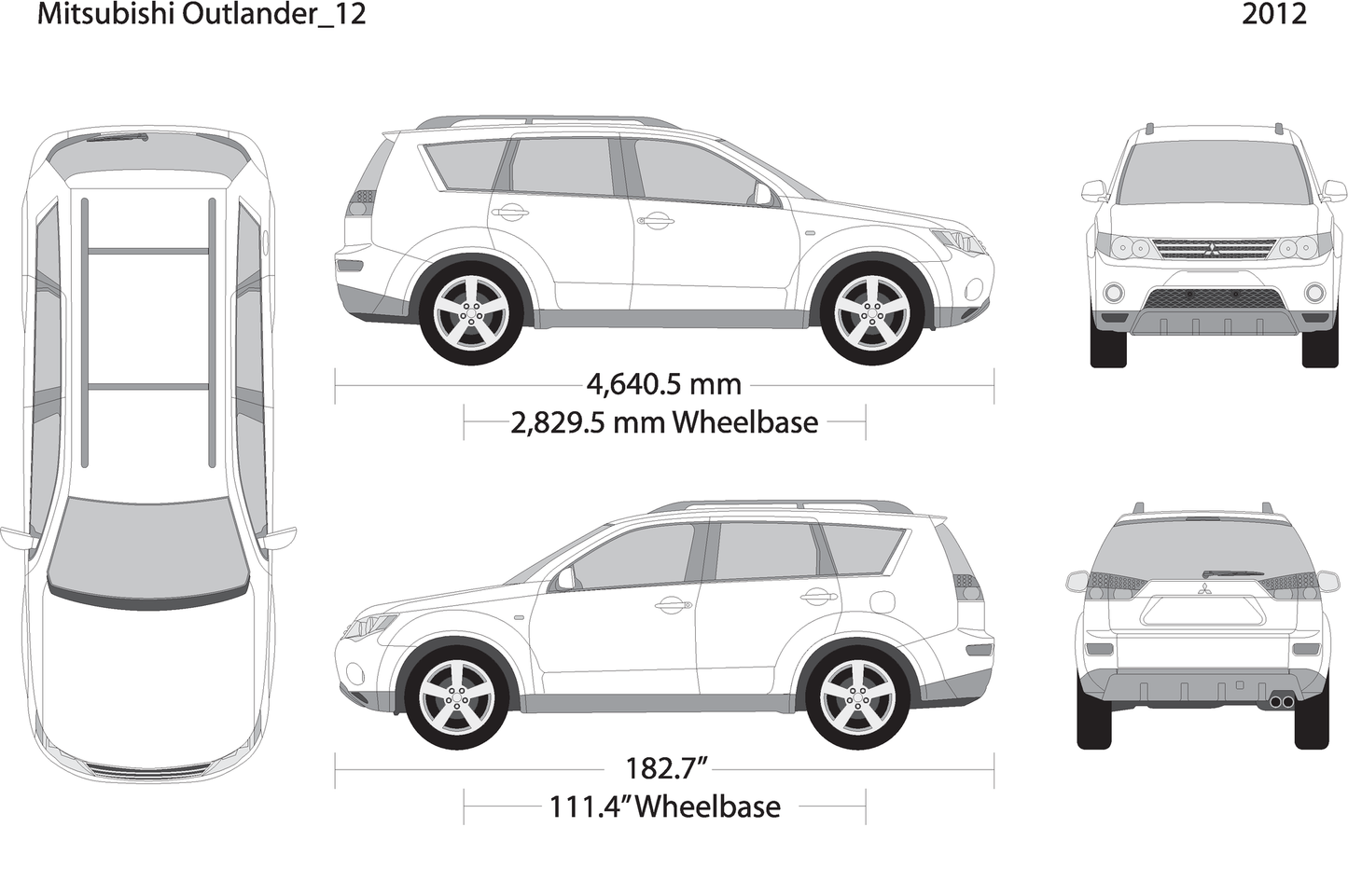 2012 Mitsubishi Outlander V12 Vehicle Wrap Template
