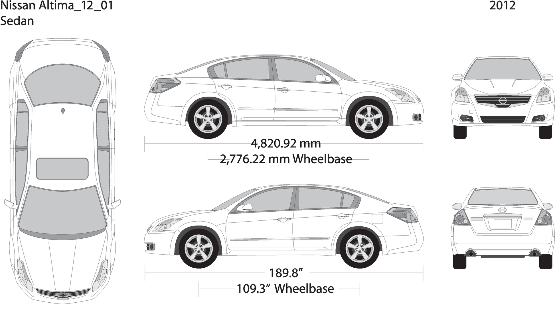 2012 Nissan Altima V01 Vehicle Wrap Template