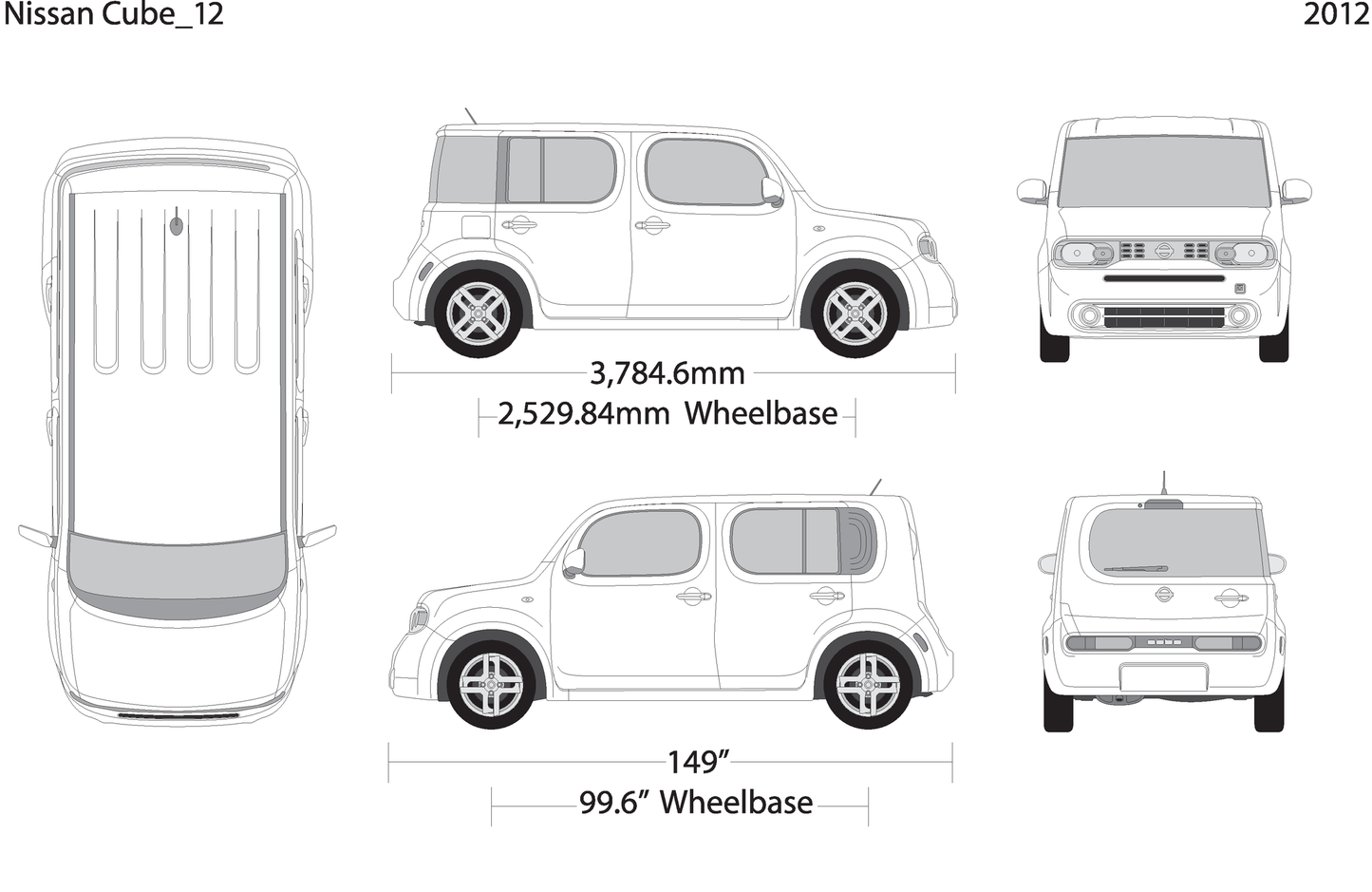2012 Nissan Cube V01 Vehicle Wrap Template