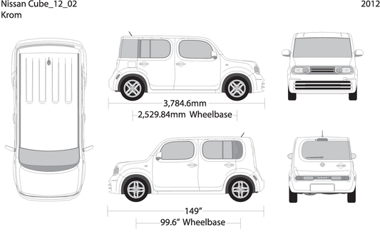 2012 Nissan Cube V02 Vehicle Wrap Template