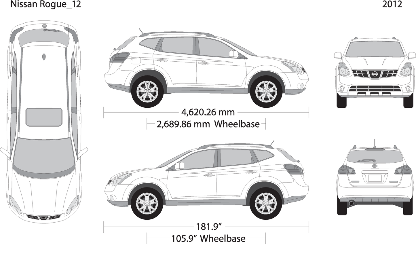 2012 Nissan Rogue V12 Vehicle Wrap Template