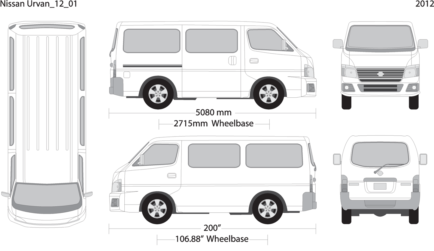 2012 Nissan Urvan V01 Vehicle Wrap Template