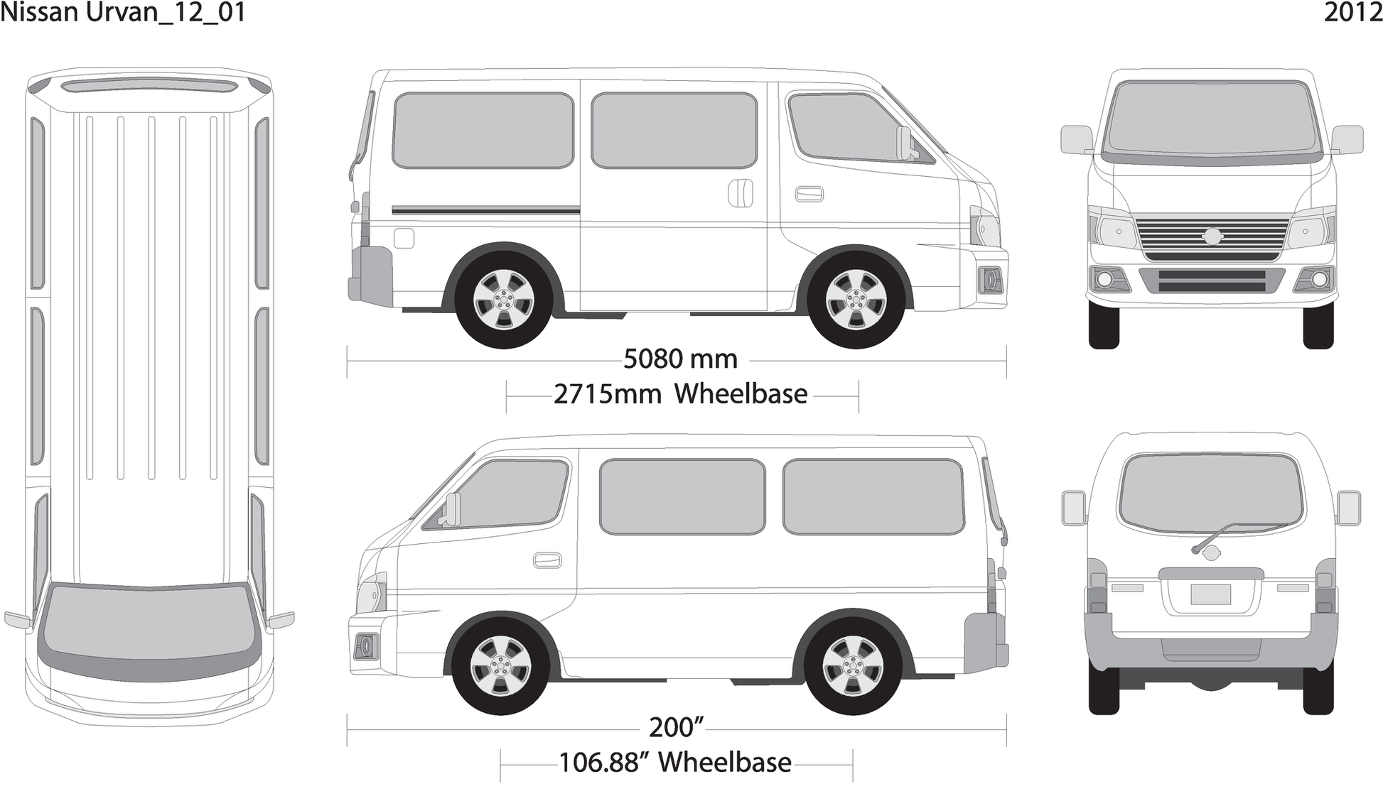 2012 Nissan Urvan V01 Vehicle Wrap Template
