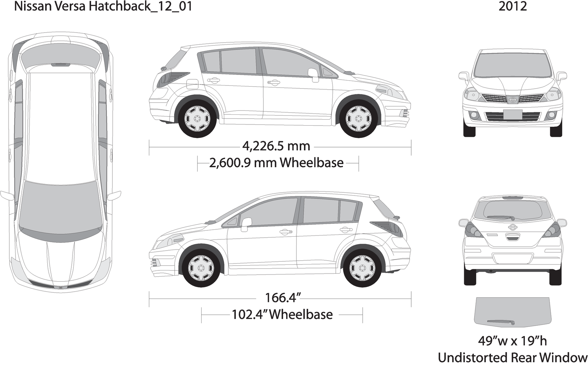 2012 Nissan Versa Hatchback V01 Vehicle Wrap Template