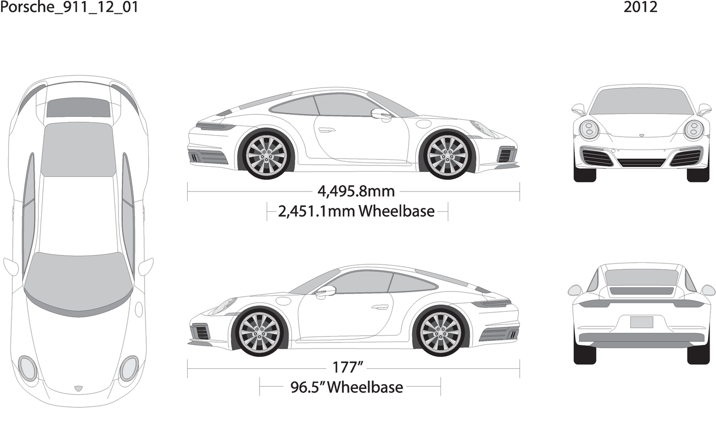 2012 Porsche 911 V01 Vehicle Wrap Template