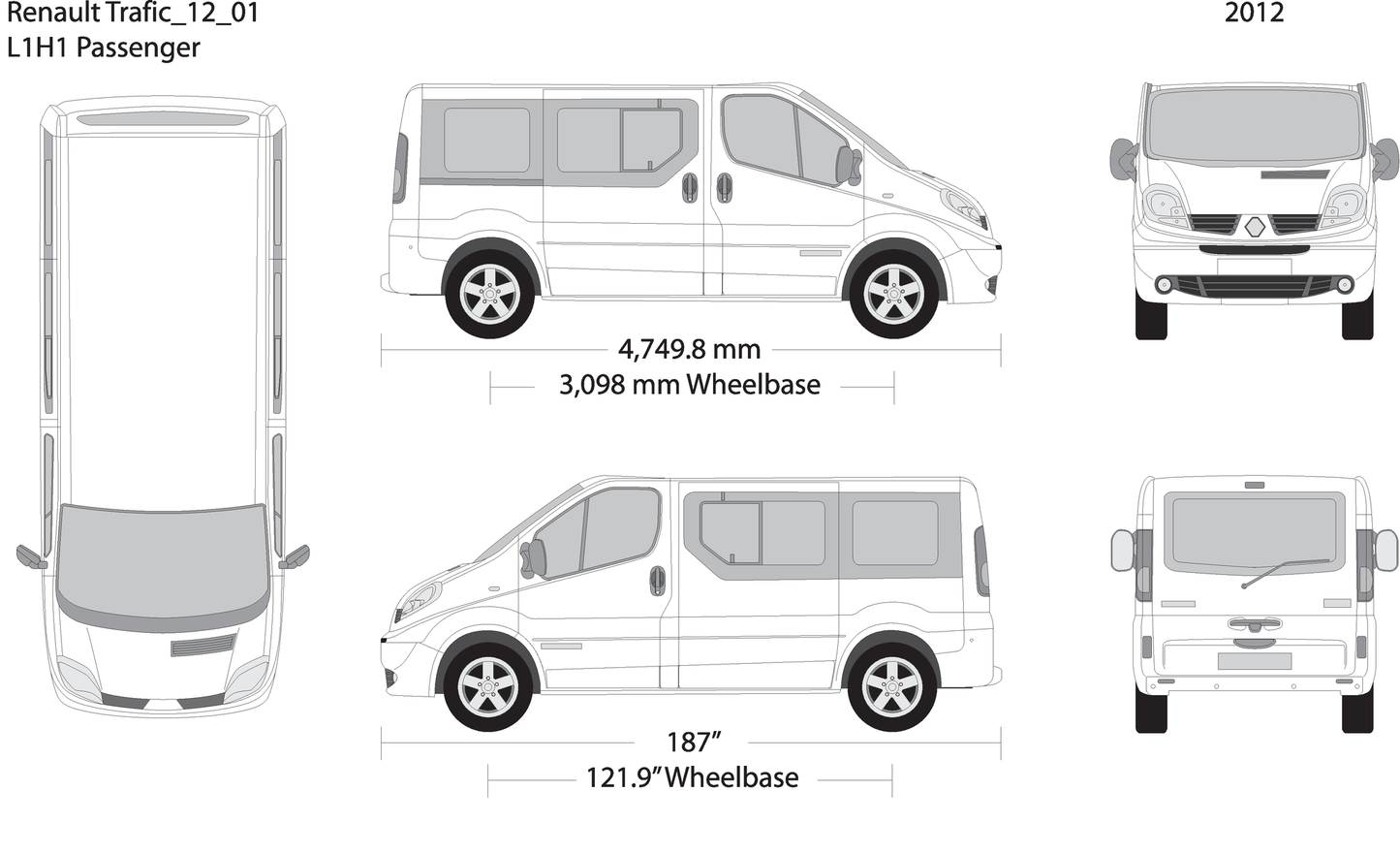 2012 Renault Trafic V01 Vehicle Wrap Template