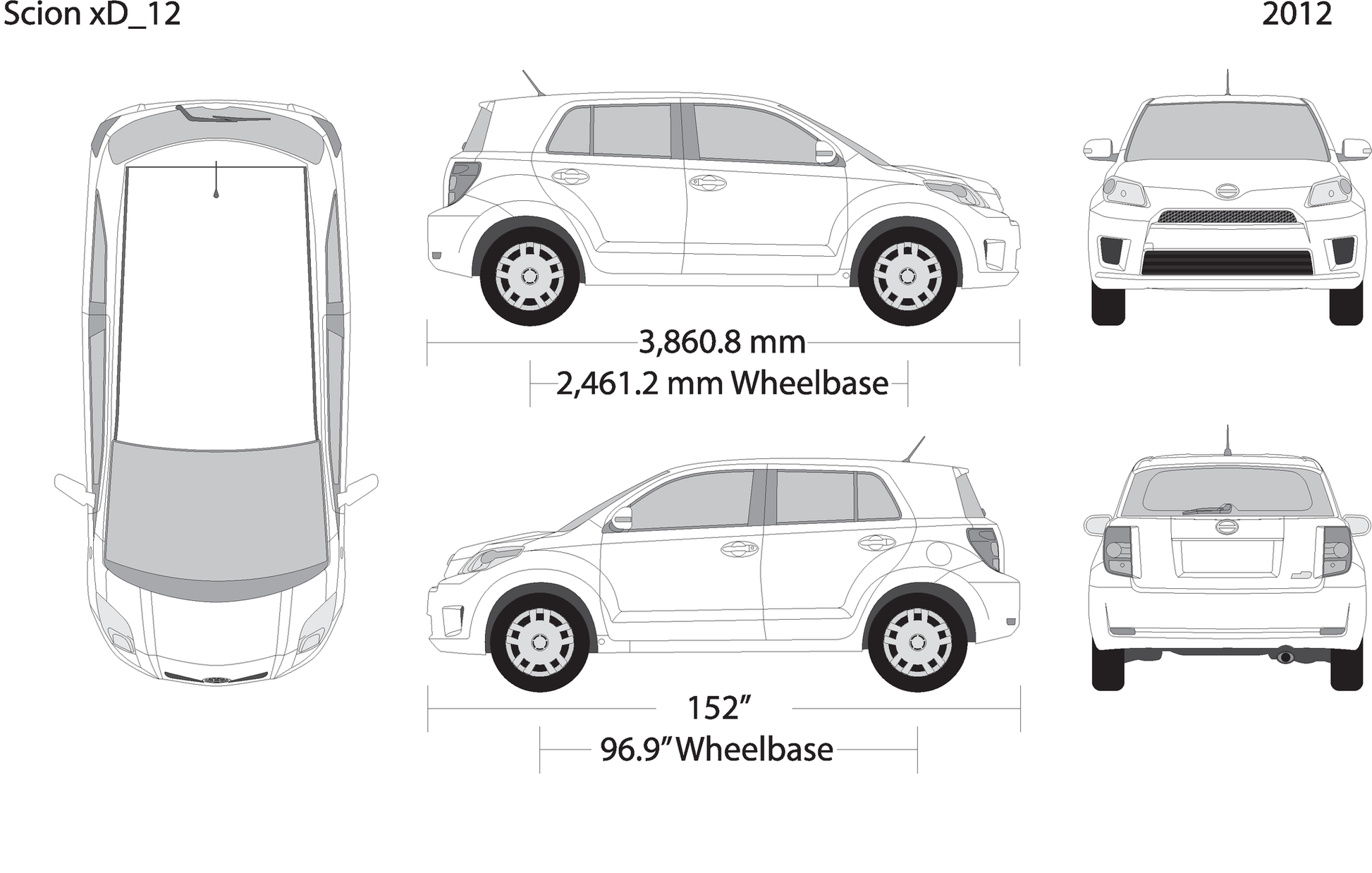 2012 Scion Xd V12 Vehicle Wrap Template