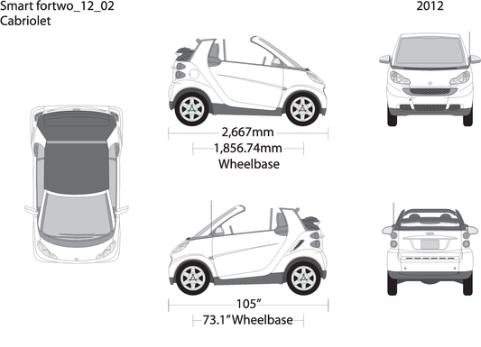 2012 Smart Fortwo Cabriolet V02 Vehicle Wrap Template