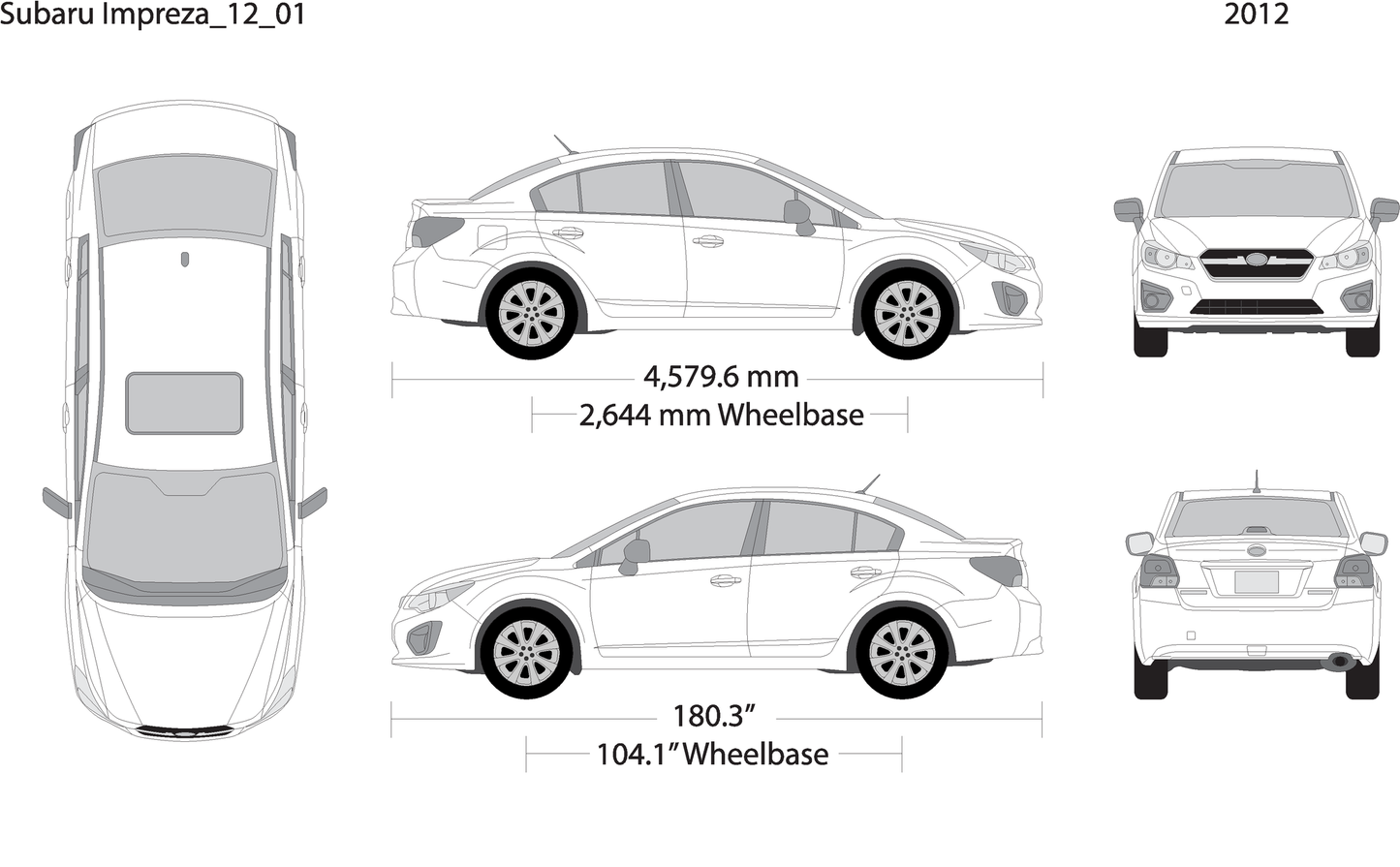 2012 Subaru Impreza V01 Vehicle Wrap Template