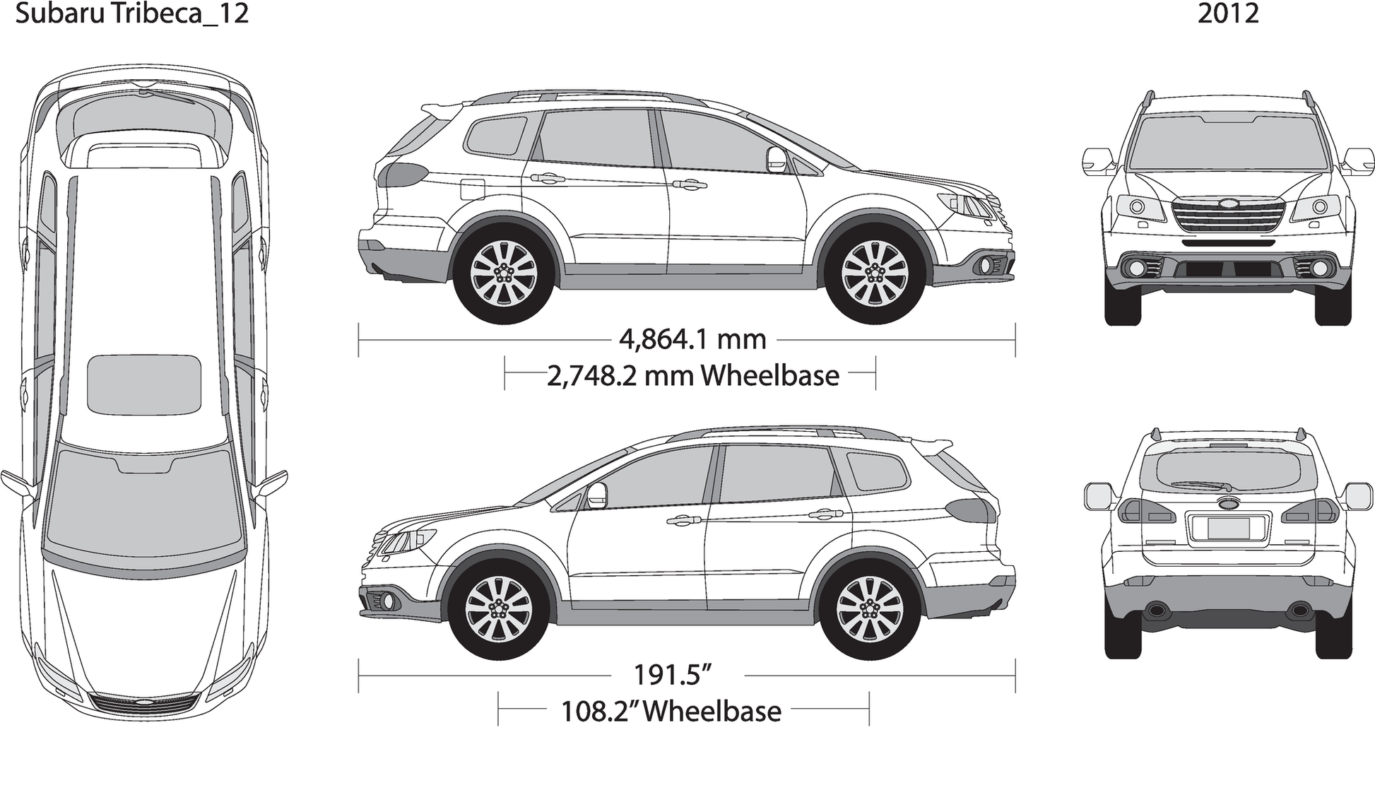 2012 Subaru Tribeca V12 Vehicle Wrap Template