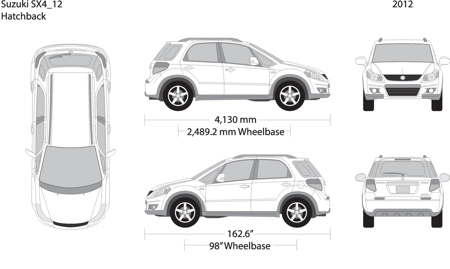 2012 Suzuki Sx4 V12 Vehicle Wrap Template