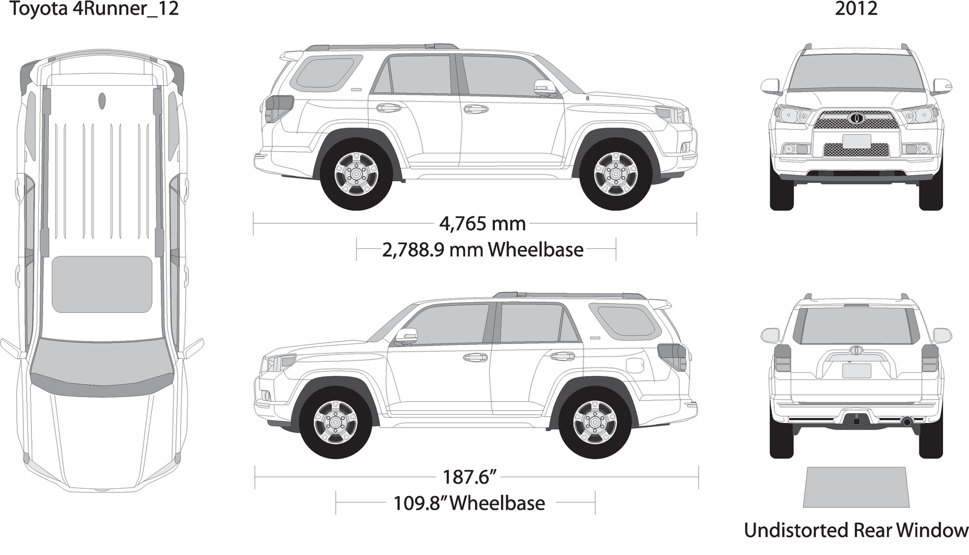 2012 Toyota 4 Runner V12 Vehicle Wrap Template