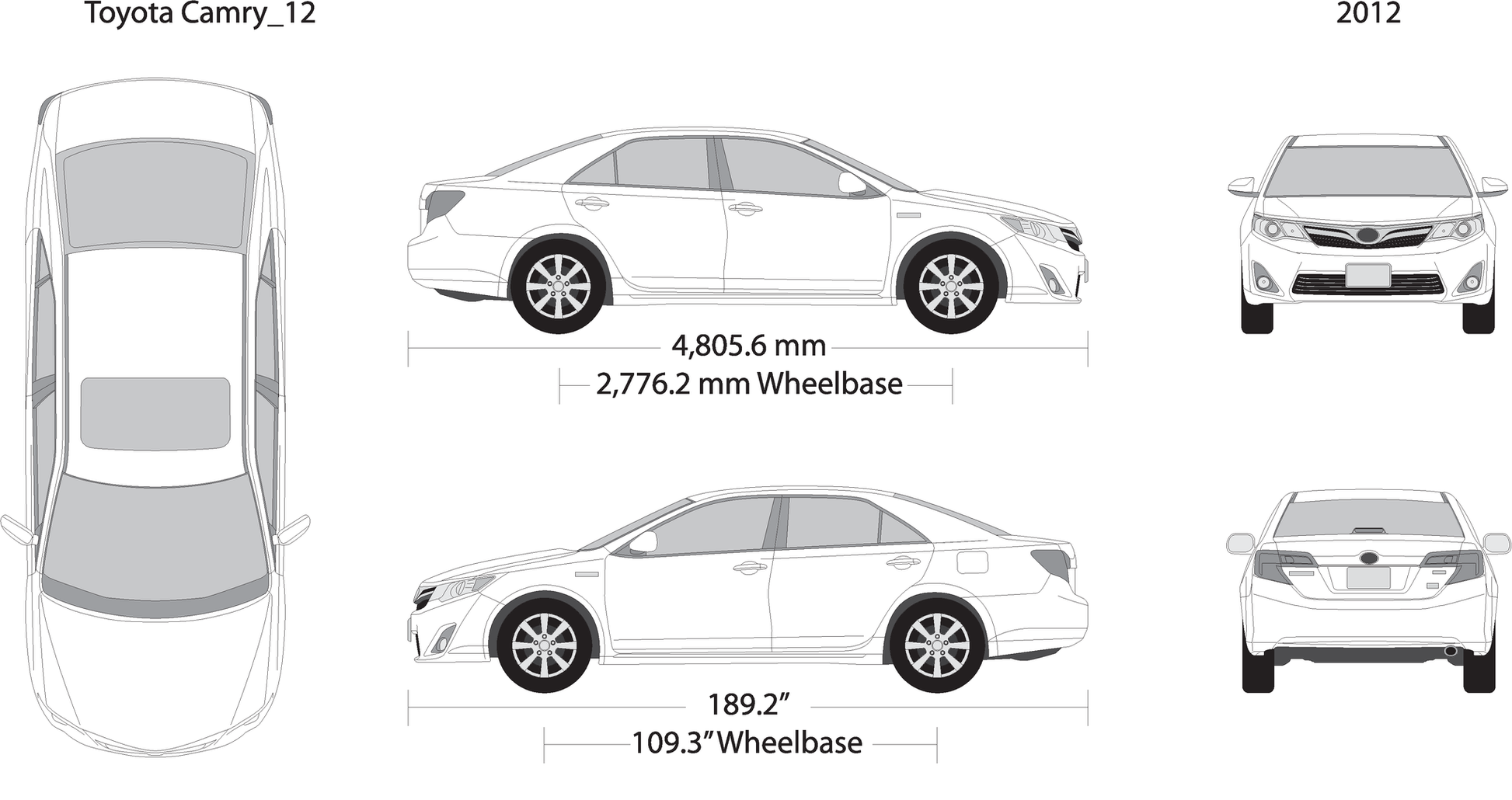 2012 Toyota Camry V12 Vehicle Wrap Template
