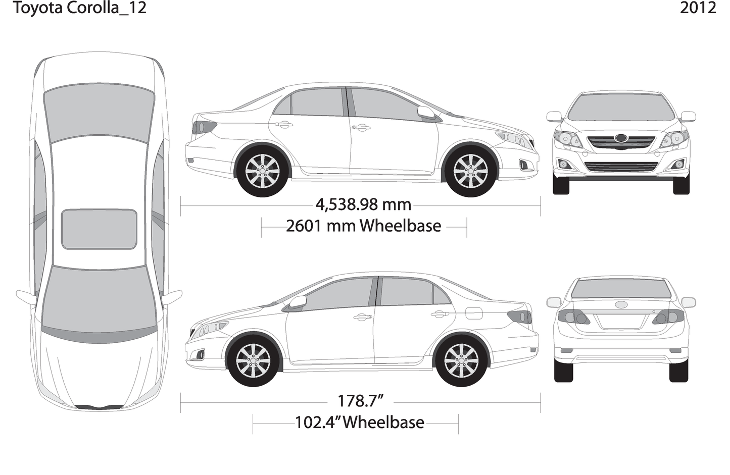 2012 Toyota Corolla V12 Vehicle Wrap Template