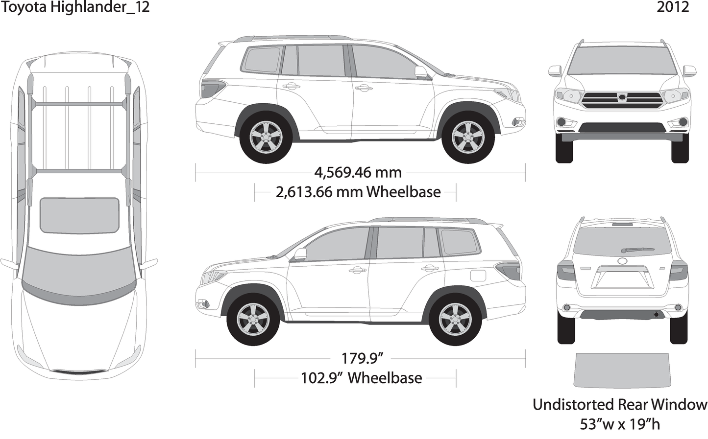2012 Toyota Highlander V12 Vehicle Wrap Template