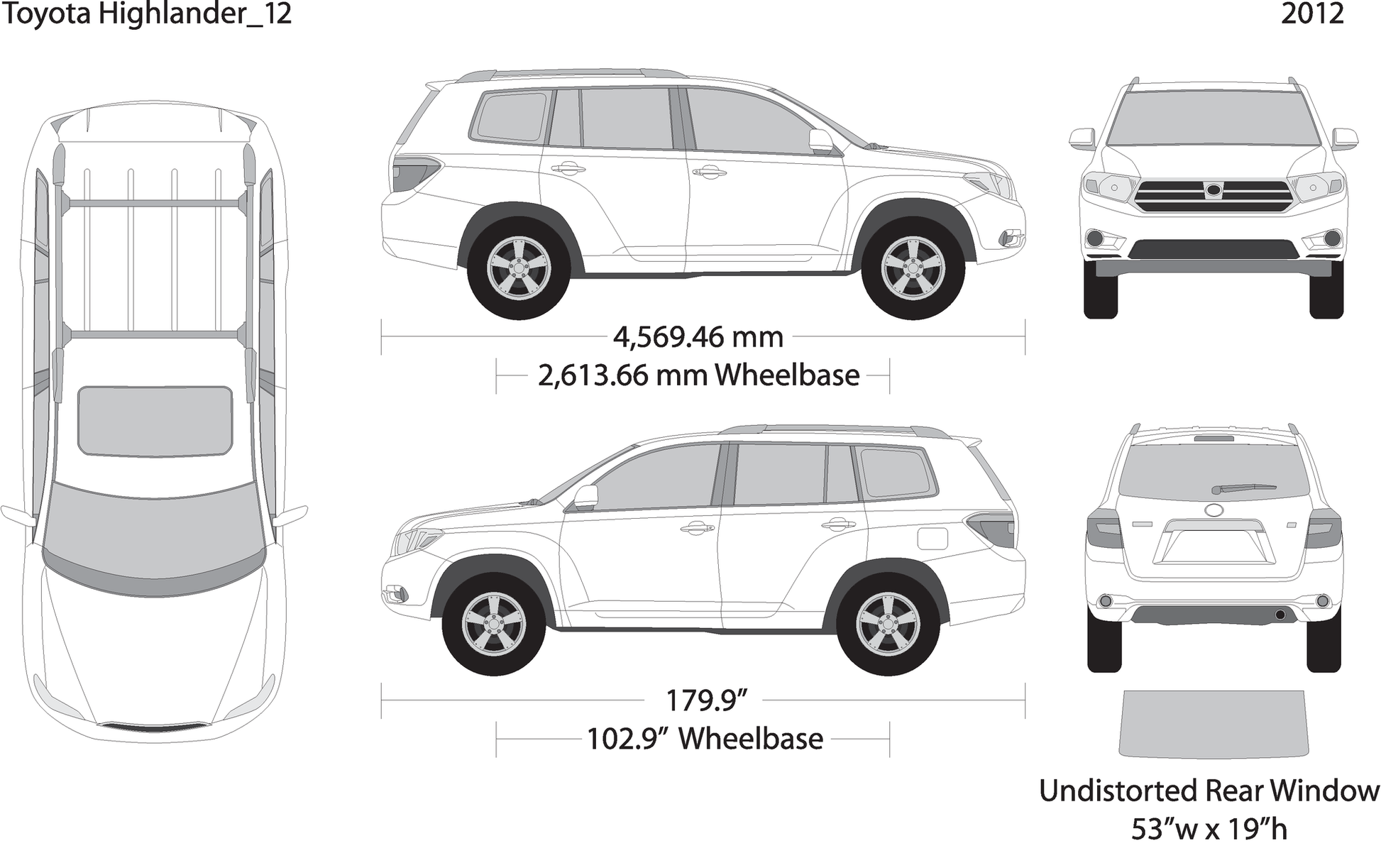 2012 Toyota Highlander V12 Vehicle Wrap Template