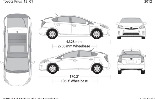 2012 Toyota Prius V01 Vehicle Wrap Template