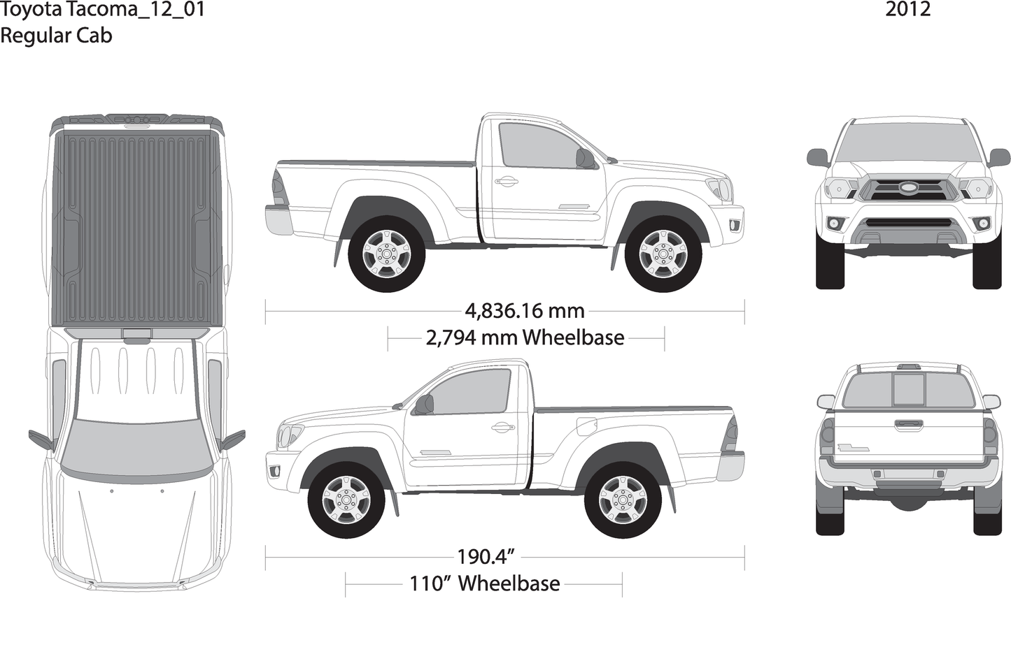 2012 Toyota Tacoma V01 Vehicle Wrap Template