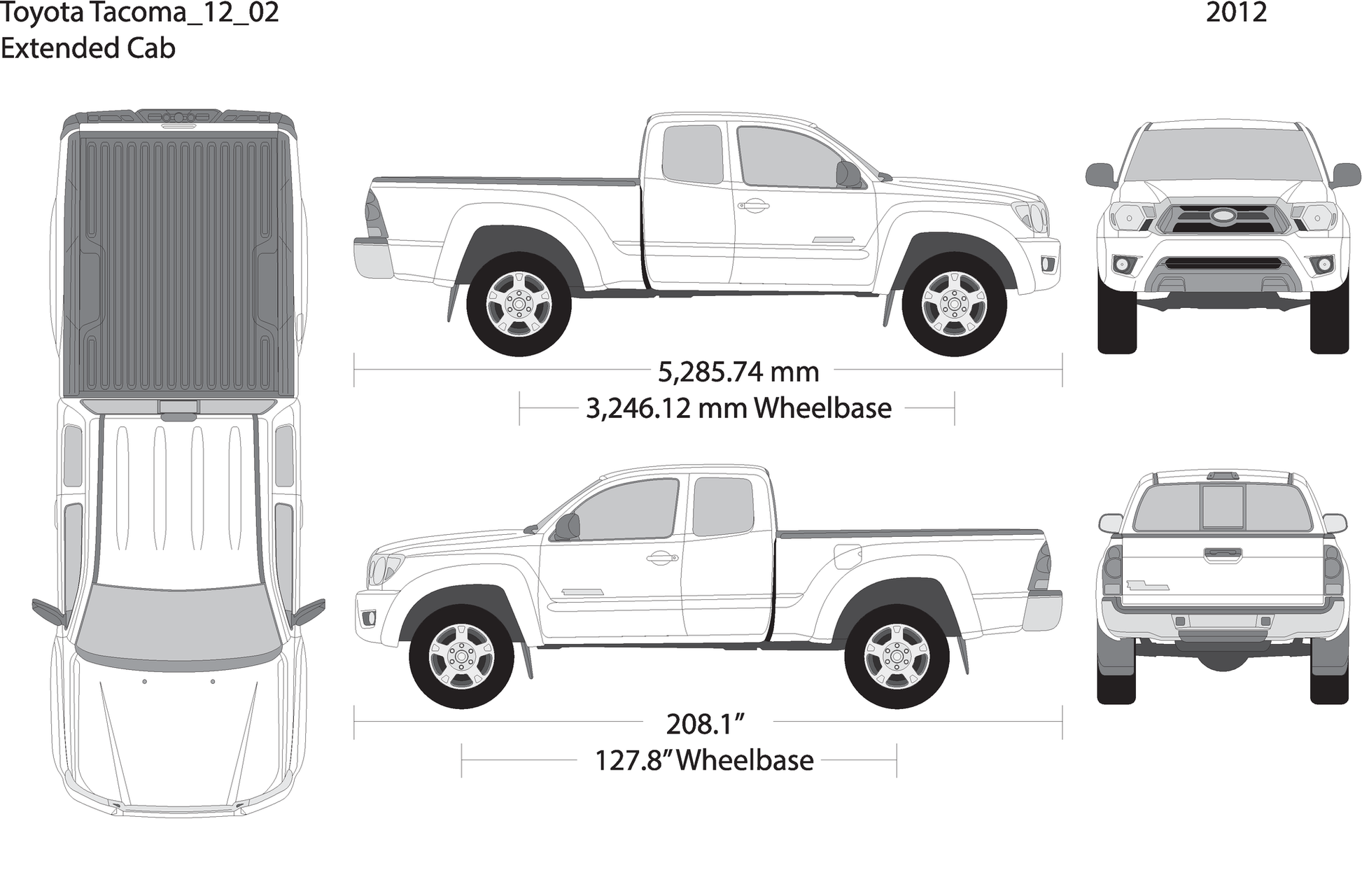 2012 Toyota Tacoma V02 Vehicle Wrap Template